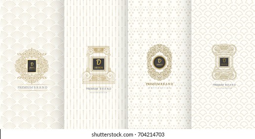 Collection of design elements,labels,icon,frames, for packaging,design of luxury products.Made with golden foil.Isolated on retro background. vector illustration