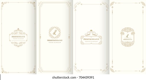 Collection of design elements,labels,icon,frames, for packaging,design of luxury products.Made with golden foil.Isolated on retro background. vector illustration