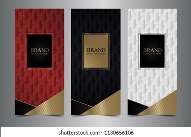 Collection of design elements,labels,icon,frames,texture for packaging,design of luxury products.Made with golden foil on red black white background. vector illustration.