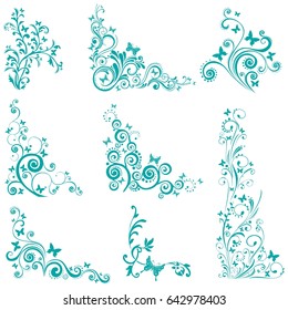 Collection of design  flower  elements isolated on White background. Vector illustration