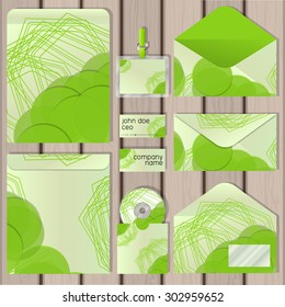 Collection of design with green elements for corporate identity business, advertising or visualization. Vector illustration.