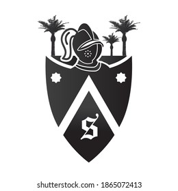 Collection design letter S with shield and helmet of the Spartan warrior symbol on the white background. Vector illustration EPS.8 EPS.10