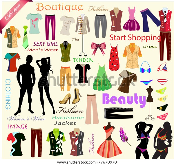Collection Designer Fashion Clothing Scrapbooking Sweet Stock Vector ...