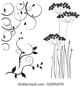 Collection for designers, meadow, plants vector set