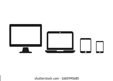 Collection of Desktop computer , laptop tablet and Smartphone icons vector color editable