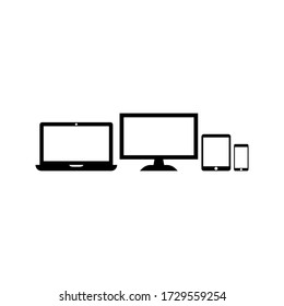 Collection of Desktop computer , laptop tablet and Smartphone icons vector color editable.EPS 10
