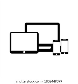 Collection of Desktop computer , laptop tablet and Smartphone icons vector color editable on white background
