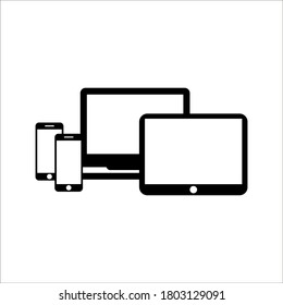 Colección de equipos de sobremesa, tableta portátil e iconos de Smartphone color vectorial editable en fondo blanco