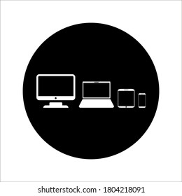 Kollektion von Desktop-Computer , Laptop-Tablet-Computern und Smartphone-Symbolen Vektorfarbe editierbar auf weißem Hintergrund
