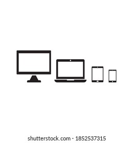 Collection of Desktop computer , laptop tablet and Smartphone icons vector color editable on white background