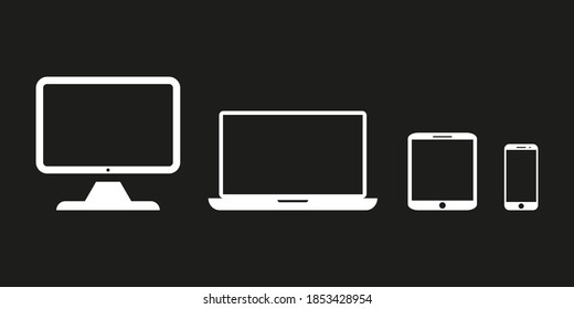 Collection of Desktop computer , laptop tablet and Smartphone icons vector illustration color editable eps 10