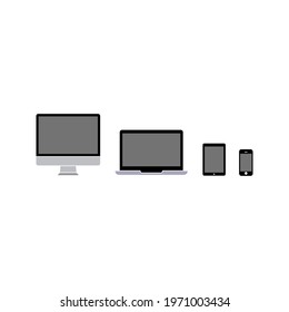 Collection of Desktop computer , laptop tablet and Smartphone icons color on white background