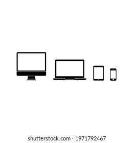 Collection of Desktop computer , laptop tablet and Smartphone icons color on white background