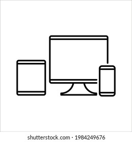 Colección de equipos de sobremesa, tableta portátil e iconos de Smartphone ilustración vectorial color editable eps 10