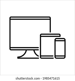 Collection of Desktop computer , laptop tablet and Smartphone icons vector illustration color editable eps 10
