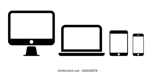 Collection of Desktop computer , laptop tablet and Smartphone icons