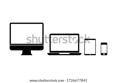 Collection of Desktop computer , laptop tablet and Smartphone icons vector color editable