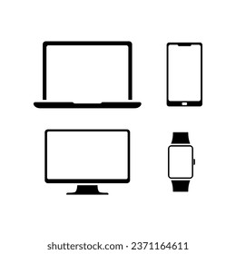 Collection of Desktop computer , laptop ,Watch and Smartphone icons vector color editable