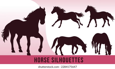 Collection of Detailed Horse Silhouette Vectors
