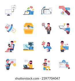 Collection of Development Flat Icons 

