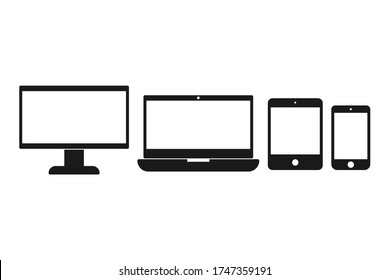 Sammlung von Geräten Icon - Computer, Laptop, Tablet, Smartphone flach im trendigen Design. Farbeditierbare, auf leerem Hintergrund isoliert