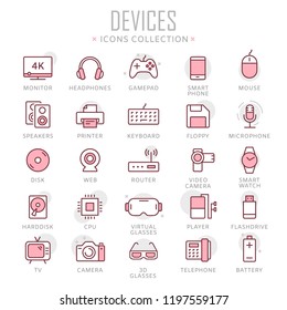 Collection of devices thin line icons. Vetor eps10