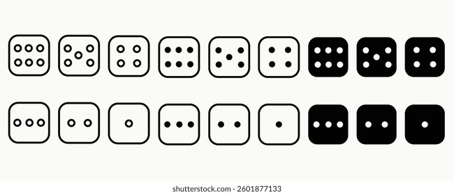 collection of dice symbol icons in vector