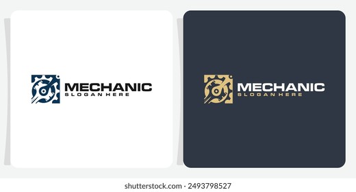 collection of diesel car repair and garage logo templates. Emblem with gear elements, and pistons