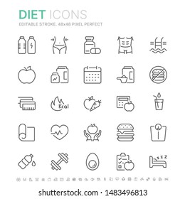 Collection of diet related line icons. 48x48 Pixel Perfect. Editable stroke