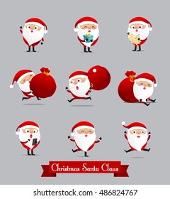 Collection of difference christmas Santa Claus cartoon character