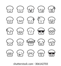 Collection of difference emoticon icon of Bread icon on the white background vector illustration