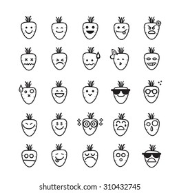 Collection of difference emoticon icon of carrot on the white background  vector illustration