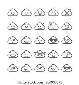 Collection of difference emoticon icon of cloud icon on the white background vector illustration