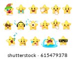 Collection of difference emoticon icon of cute star cartoon on white background vector illustration part 4