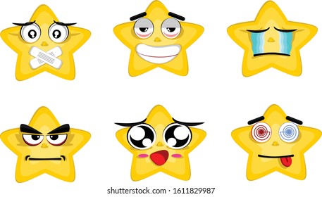 Collection of difference emoticon icon of cute star cartoon