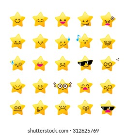 Collection of difference emoticon icon of star cartoon the white background vector illustration