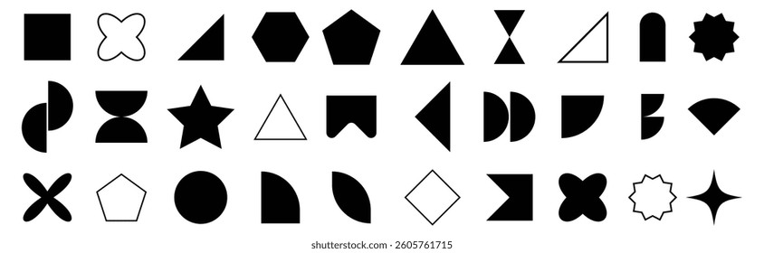 Collection of different Abstract Geometric Shape design element vector on white background