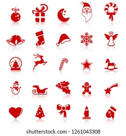 collection of different abstract icons with reflections for christmas and winter time concepts