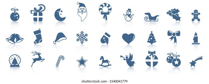 collection of different abstract icons with reflections for christmas and winter time concepts