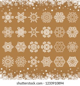 collection of different abstract snow flakes for christmas and winter time concepts