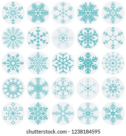 collection of different abstract snow flakes for christmas and winter time concepts