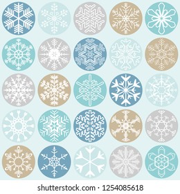 collection of different abstract snow flakes for christmas and winter time concepts