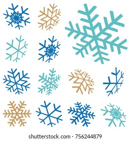 collection of different abstract snow flakes for christmas and winter time