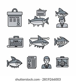 Collection of different airplane designs and a pilot character vector illustration