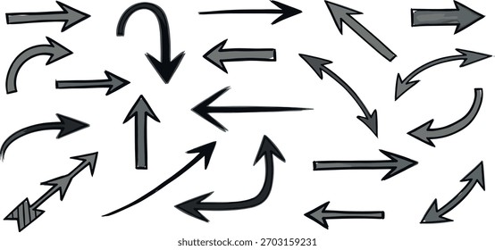 Uma coleção de diferentes ilustrações de seta em várias direções, perfeito para elementos de design.