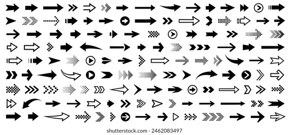 Collection different arrow set vector design