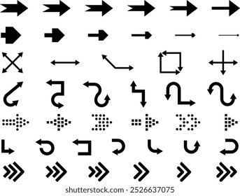 Collection different arrow signs. Arrow. Direction. Cursor. Black arrows icons. Arrows vector illustration. Arrow icon set