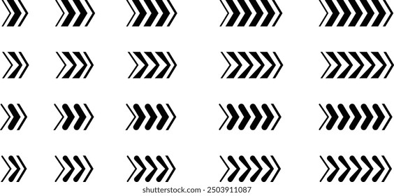 Collection different arrow signs. Set of arrow signs, direction symbol, way sign, traffic icons isolated on white background. Black arrow signs. Arrow icon set
