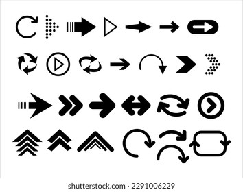 Collection of different arrows black icons vector illustration