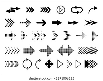 Collection of different arrows black icons vector illustration